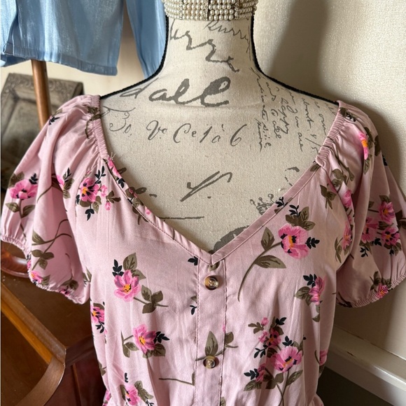 Pink Ruched Smocked Midi Sundress NWT - Picture 9 of 9